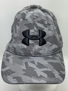 Under Armour Gray Camo Stretch Fit Hat L/XL Performance Baseball Cap